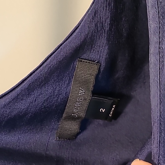 EUC s.2 J.Crew one shoulder navy silk blouse - Picture 4 of 7